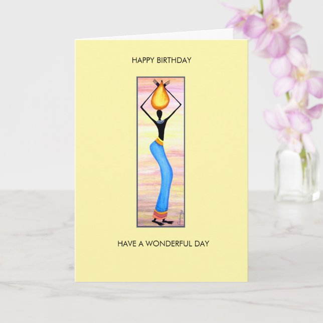 Wasserfarbe, afrikanische Kunst Elegante Frau Gebu Karte (Orchidee)