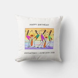 Wasserfarbe, afrikanische Kunst, Glücklichsein zum Kissen