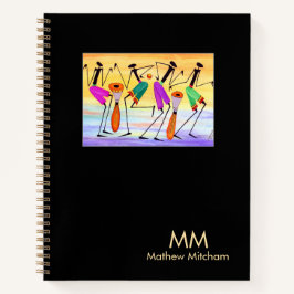 Wasserfarbe, afrikanische Kunst, Glücklichsein zum Notizbuch