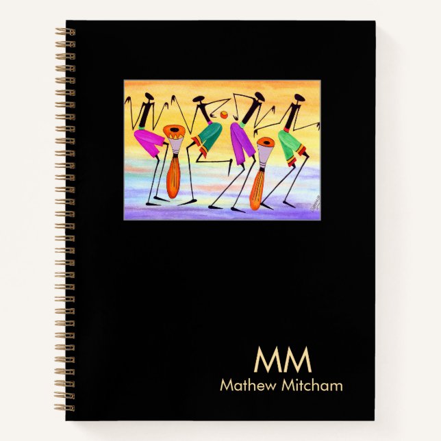 Wasserfarbe, afrikanische Kunst, Glücklichsein zum Notizbuch (Vorderseite)