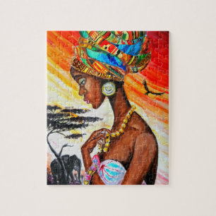Wasserfarbe - Afrikanische Prinzessin - Hübsche Fr Puzzle