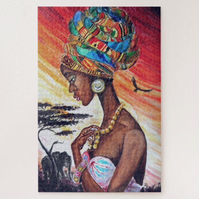 Wasserfarbe - Afrikanische Prinzessin Puzzle (Vertikal)