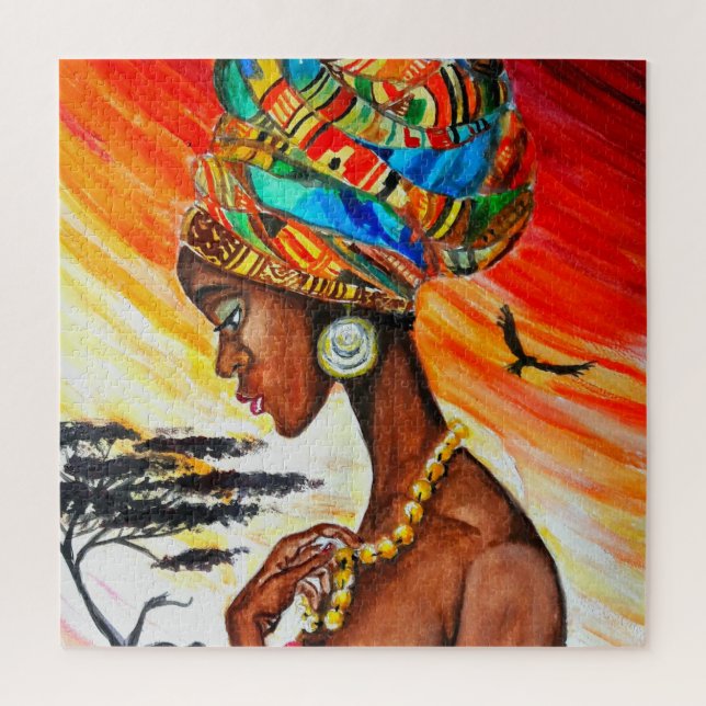 Wasserfarbe - Afrikanische Prinzessin Puzzle (Vertikal)