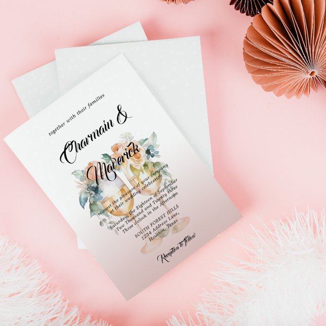 Wasserfarbe Alabaster Dusty Pink Roses Hochzeit Einladung (Von Creator hochgeladen)