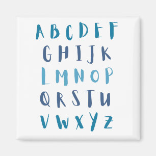 Wasserfarbe Alphabet Blaue ABCs Kinder Kühlschrank Magnet