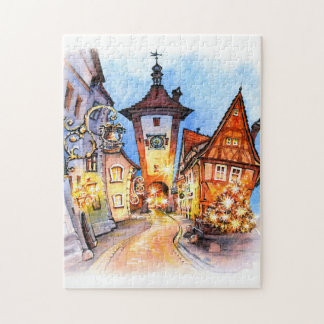 Wasserfarbe Altstadt Puzzle