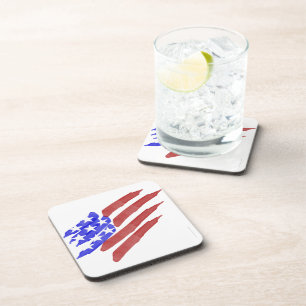 Wasserfarbe-Amerikanische-Flagge-Patriotisches-Set Getränkeuntersetzer