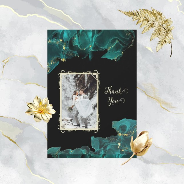 Wasserfarbe Anastasia Schwarz und Grün Vielen Dank Einladung (Von Creator hochgeladen)