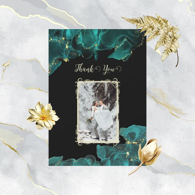 Wasserfarbe Anastasia Schwarz und Grün Vielen Dank Einladung (Von Creator hochgeladen)