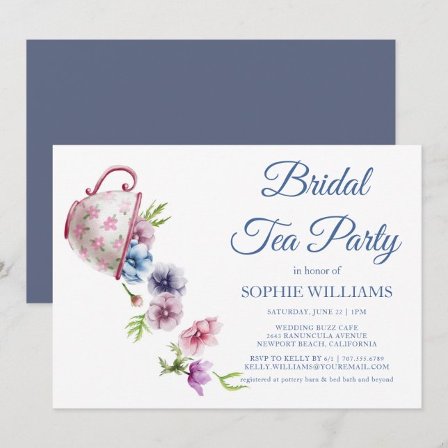 Wasserfarbe Anemone Blume Hochzeit Bridal Tee Part Einladung (Vorne/Hinten)