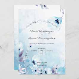 Wasserfarbe Anemone Blume Ice Blau Einladung