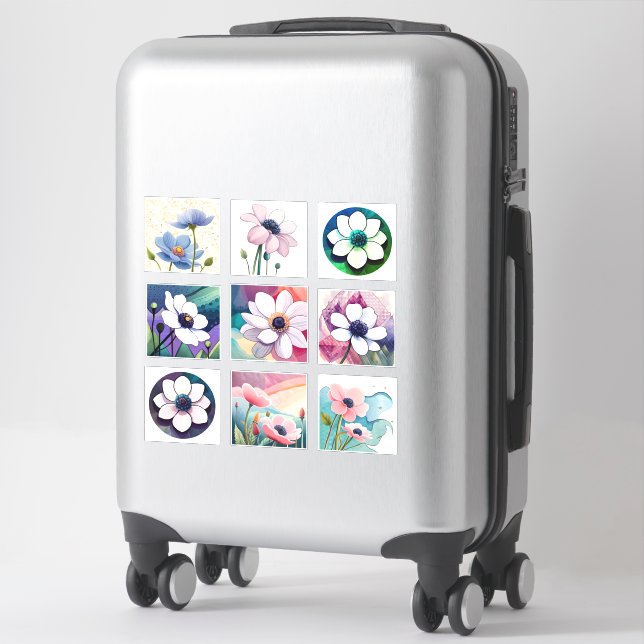 Wasserfarbe Anemone Blume Scrapbook Aufkleber (Koffer)