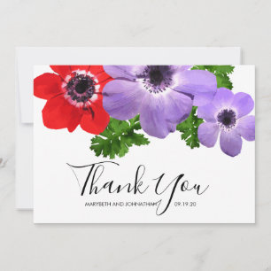 Wasserfarbe Anemone Floral Danke Karte