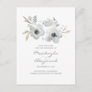 Wasserfarbe Anemone Vintag Botanisch Save the Date Ankündigungspostkarte