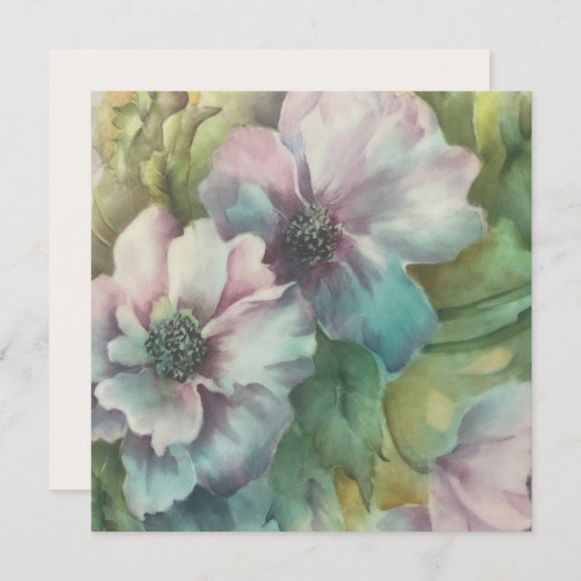 Wasserfarbe Anemonen Blumenpostkarte (Vorne/Hinten)
