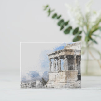 Wasserfarbe Antike Ruinen von Athen Griechenland P Postkarte