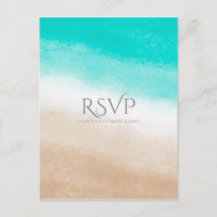 Wasserfarbe Aquamarin & Tan Eleganter Strand Hochz