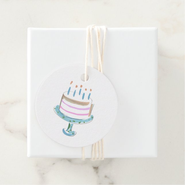 Wasserfarbe Art Birthday Cake Candles Sweet Geschenkanhänger (Beispiel)