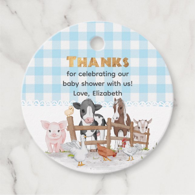 Wasserfarbe auf der Baby-Dusche der Landtiere Geschenkanhänger (Vorderseite)