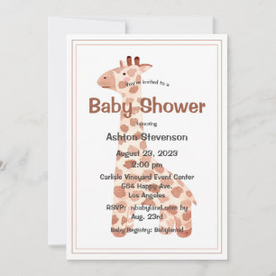 Wasserfarbe Baby Giraffe Einfache Babydusche Einladung