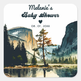 Wasserfarbe Babydusche Yosemite Nationalpark Ca Quadratischer Aufkleber