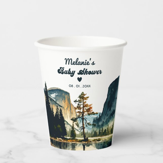 Wasserfarbe Babydusche Yosemite Nationalpark Pappbecher (Vorderseite)