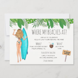 Wasserfarbe Bachelorette Surf Beach Party Einladung