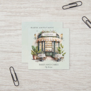 Wasserfarbe, Bäckerei qr Code Quadratische Visitenkarte