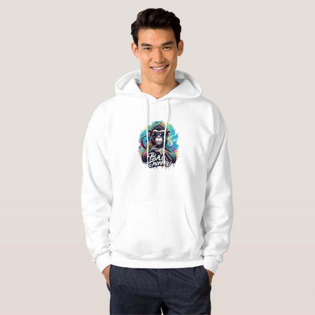 Wasserfarbe Bad Monkey Hoodie Sweatshirt (Vorne ganz)