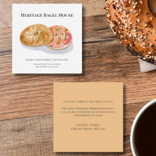 Wasserfarbe Bagels mit Räucherlachs Geschäft  Quadratische Visitenkarte