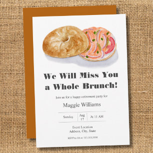 Wasserfarbe Bagels Räucherlachs Ruhestands-Brunch Einladung