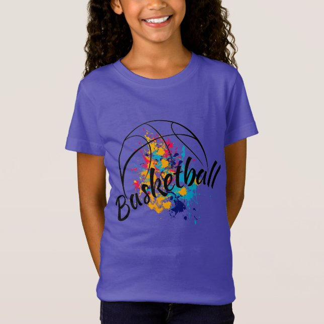 Wasserfarbe Basketball Girl T - Shirt (Vorderseite)