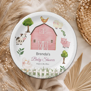 Wasserfarbe Bauernhof Tiere Barnyard Baby Shower Pappteller