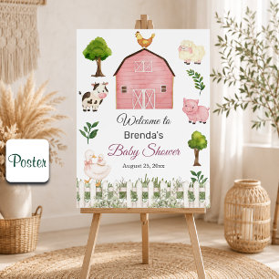 Wasserfarbe Bauernhof Tiere Barnyard Baby Shower Poster