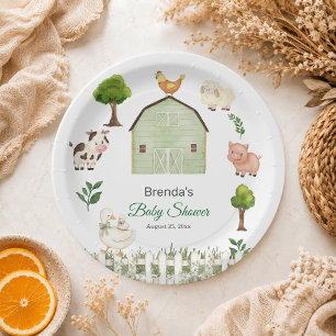 Wasserfarbe Bauernhof Tiere Barnyard Babyparty Pappteller