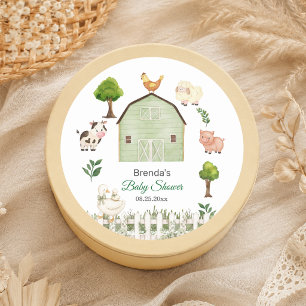 Wasserfarbe Bauernhof Tiere Barnyard Babyparty Runder Aufkleber