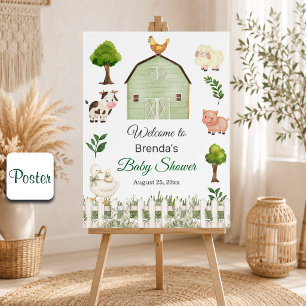 Wasserfarbe Bauernhoftiere Barnyard Babyparty Poster