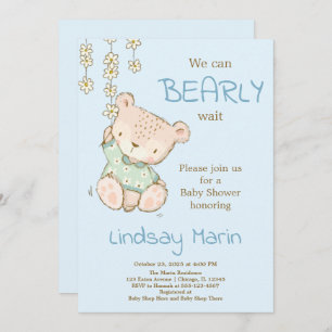 Wasserfarbe Bearly Wait Teddy Bear Garland Invitat Einladung