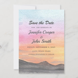 Wasserfarbe Bergsee Aussicht Hochzeit Save The Date