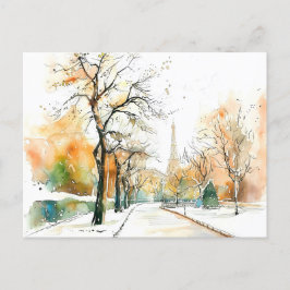 Wasserfarbe Berlin Funkturm Herbst Postkarte