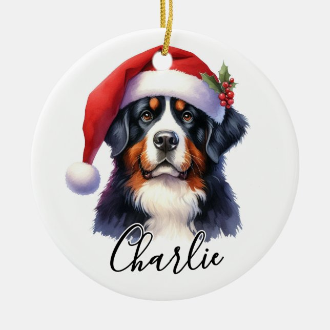 Wasserfarbe Berner Hund Personalisiert Keramik Ornament (Vorne)