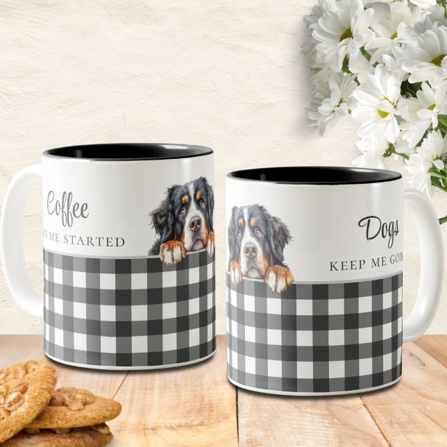Wasserfarbe Berner Hund Schwarz-weiß Kariert Zweifarbige Tasse (Von Creator hochgeladen)