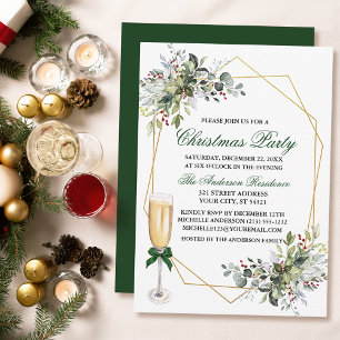 Wasserfarbe Berries Grün Weihnachtsgebäck Party Gl Einladung