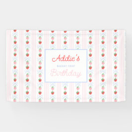 Wasserfarbe Berry Erdbeeren zum ersten Geburtstag Banner