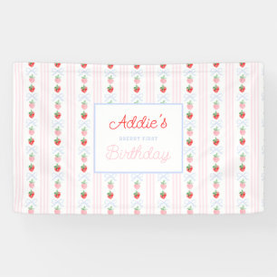 Wasserfarbe Berry Erdbeeren zum ersten Geburtstag Banner