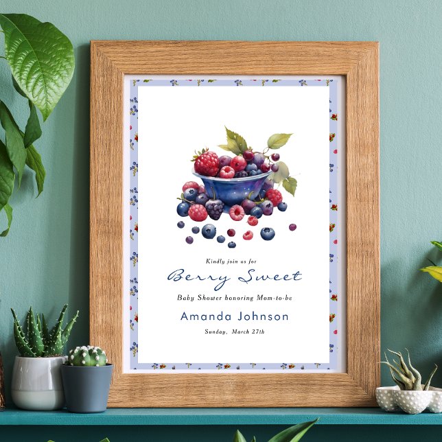 Wasserfarbe Berry Sweet Blueberries Babydusche Poster (Von Creator hochgeladen)