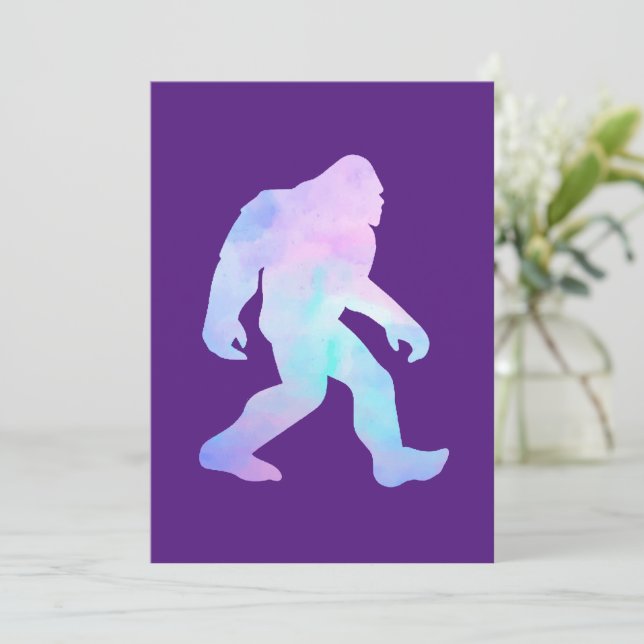 Wasserfarbe Bigfoot Einladung (Stehend Vorderseite)
