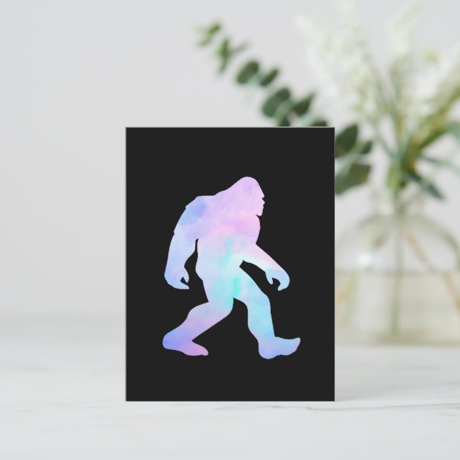 Wasserfarbe Bigfoot Postkarte (Stehend Vorderseite)