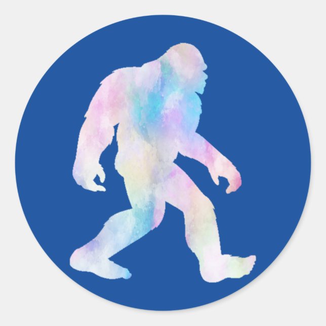 Wasserfarbe Bigfoot Runder Aufkleber (Vorderseite)