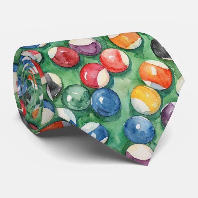 Wasserfarbe Billardtisch Billard Bunter Schlips Krawatte (Gerollt)